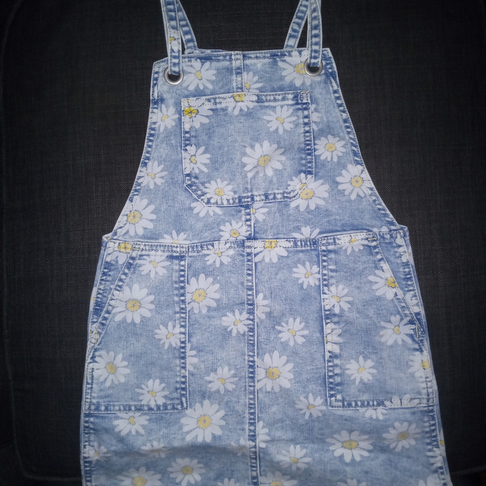 Cat & Jack Blue Daisy Kids Overall Dress w/ Adjustable Straps (S-6/7)